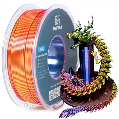 GEEETECH PLA Silk Tri-Color 3D Printer Filament 1.75mm, 1kg Spool