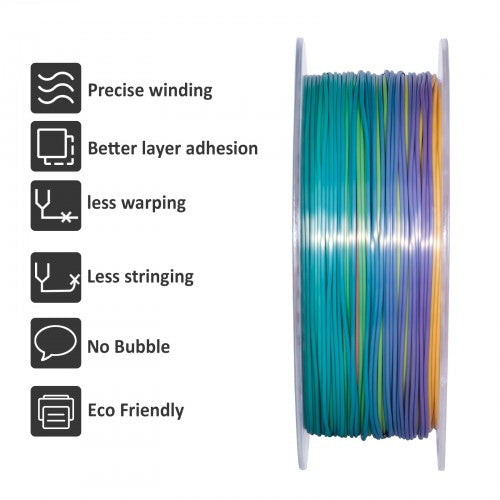 GEEETECH PLA Silk Rainbow 3D Printer Filament 1.75mm, 1kg Spool