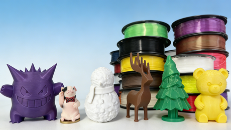 PLA 3D filaments and prints