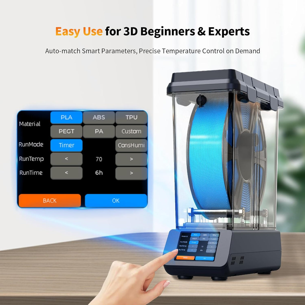 GEEETECH Filament DryerD1 3D Printer Filament Dryer Box, 30C-90C High-Temp Heated Dehydrator
