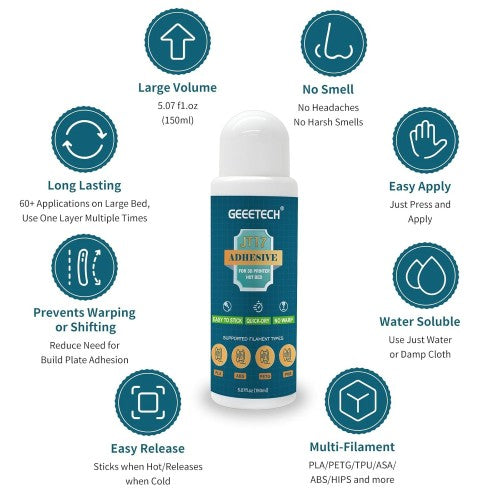 GEEETECH Water Soluble Liquid Glue for 3D Printing Build Plate, 450ml/ 3 pcs