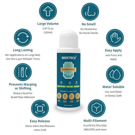 GEEETECH Water Soluble Liquid Glue for 3D Printing Build Plate, 450ml/ 3 pcs
